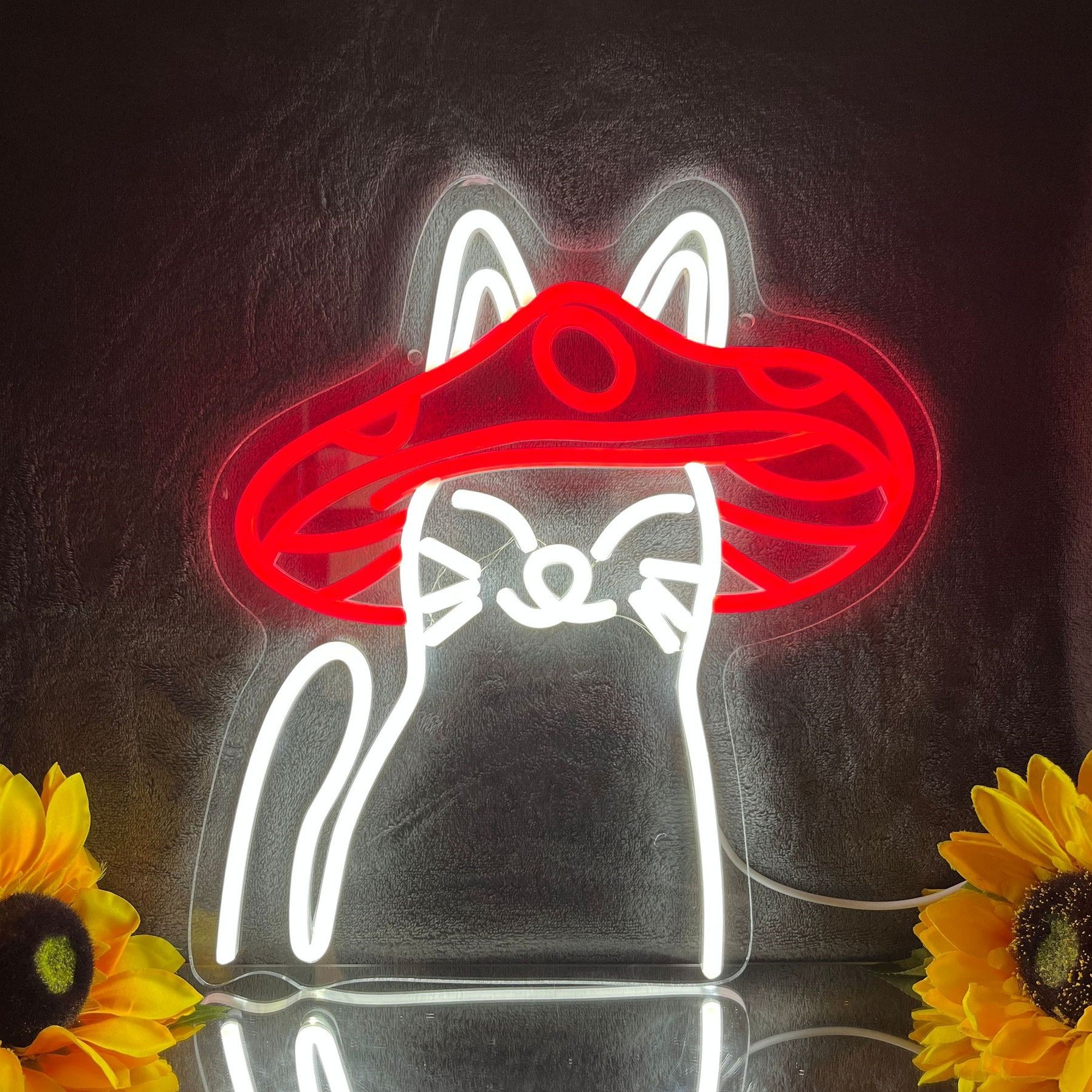 Logotipo de neón LED de gatito brillante para decorar