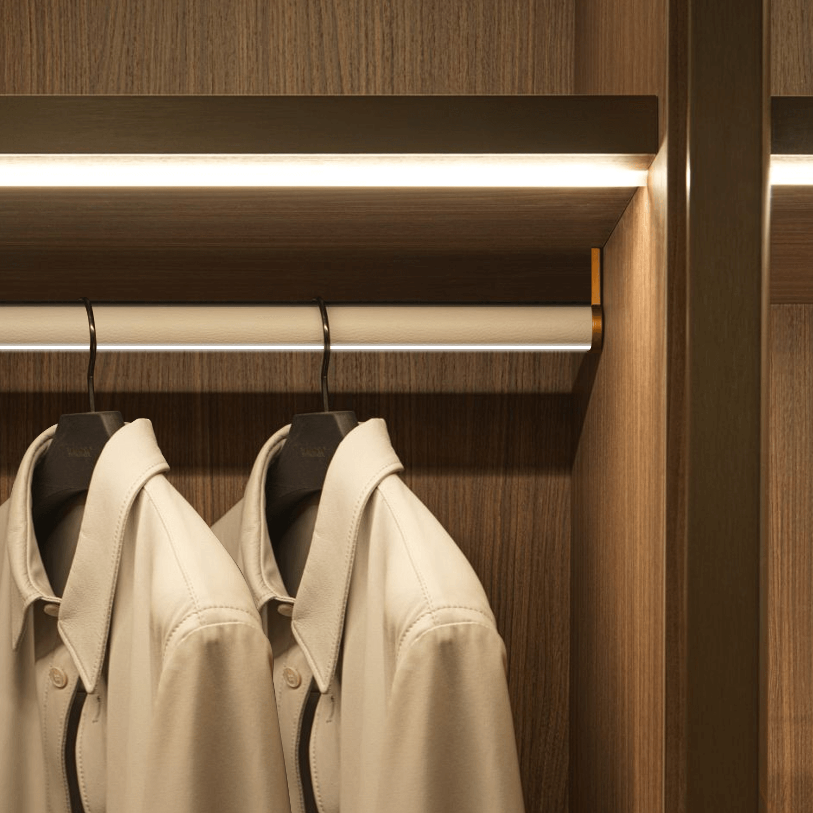 SYP-CD02 Bright LED Illuminated Closet Rod with Faux Leather Cover